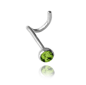 MINET Strieborný piercing do nosa so zeleným zirkónom