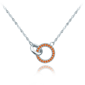 MINET Strieborný náhrdelník RING s oranžovými zirkónmi