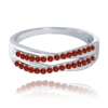 MINET Elegantný strieborný prsteň s červenými zirkónmi veľkosť 53