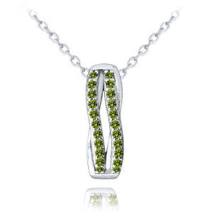 MINET Elegantný strieborný náhrdelník so zelenými zirkónmi