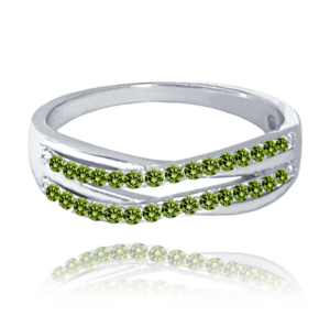 MINET Elegantný strieborný prsteň so zelenými zirkónmi veľkosť 57
