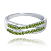 MINET Elegantný strieborný prsteň so zelenými zirkónmi veľkosť 59