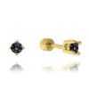 MINET Zlaté skrutkovacie náušnice s čiernymi zirkónmi Au 585/1000 1
