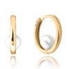 MINET Zlaté náušnice krúžky štvorlístok s prírodnou perlou Au 585/1000 1