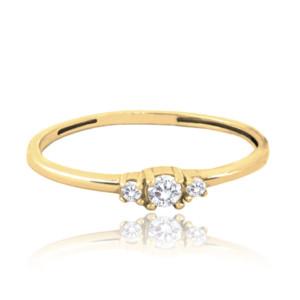 MINET Zlatý zásnubný prsteň s bielymi zirkónmi Au 585/1000 veľkosť 53 - 0