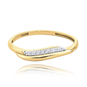 MINET Zlatý prsteň s bielymi zirkónmi Au 585/1000 veľkosť 56 - 1