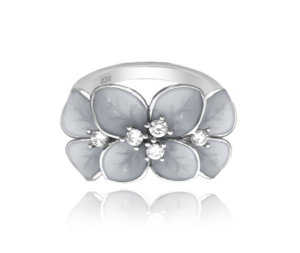 MINET Kvetinový strieborný prsteň FLOWERS s bielymi zirkónmi veľkosť 57