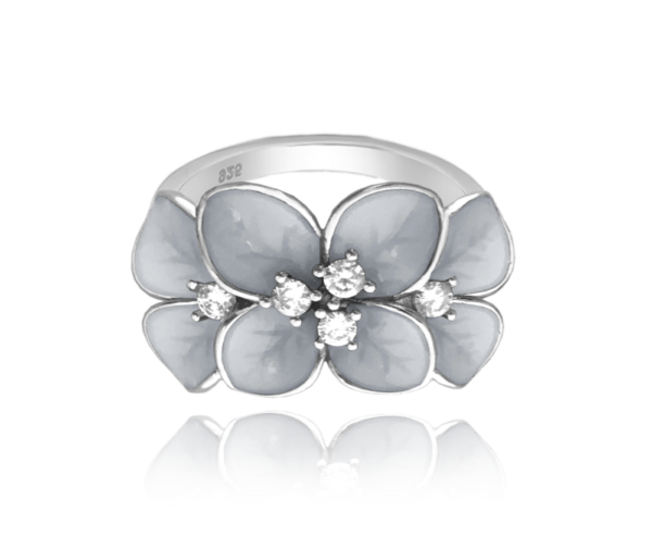 MINET Kvetinový strieborný prsteň FLOWERS s bielymi zirkónmi veľkosť 57