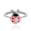 MINET Strieborný prsteň PINK LADYBIRD so zirkónmi veľkosť 48