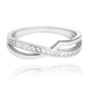 MINET Strieborný prsteň s bielymi zirkónmi veľkosť 56
