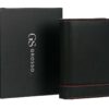 Kožená čierna pánska peňaženka s červenou niťou v krabičke GROSSO