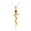 MINET Pozlátený strieborný náhrdelník ROD ASCLEPIUS s červeným zirkónom
