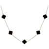 MINET Pozlátený strieborný náhrdelník štvorlístok s onyxom Ag 925/1000 12