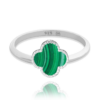 MINET Strieborný prsteň ďatelinka so zeleným malachitom veľkosť 52