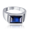 MINET Pánsky strieborný prsteň s modrým zirkónom veľkosť 63