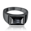 MINET Pánsky strieborný prsteň s čiernym zirkónom veľkosť 59
