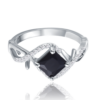 MINET Strieborný prsteň s čiernym zirkónom veľkosť 52