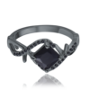 MINET Strieborný čierny prsteň s čiernym zirkónom veľkosť 54