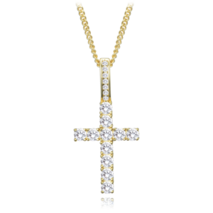 MINET Pozlátený strieborný náhrdelník kríž so zirkónmi