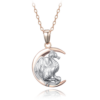 MINET Strieborný náhrdelník drak na mesiaci v kombinácii s ružovým zlatom