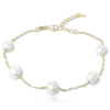 MINET Pozlátený strieborný náramok s bielymi perlami