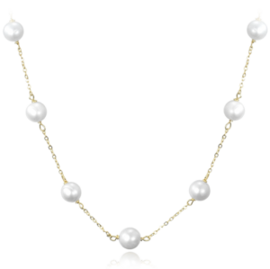 MINET Pozlátený strieborný náhrdelník s bielymi perlami Ag 925/1000 11