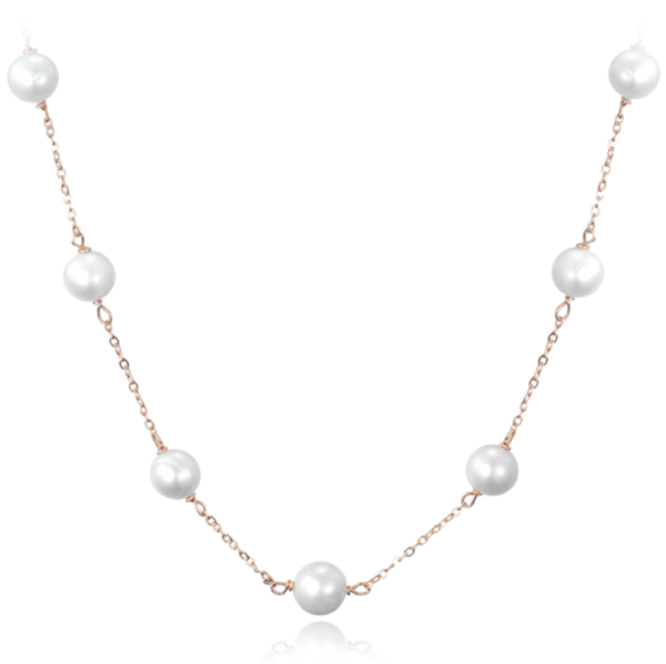 MINET Strieborný náhrdelník s ružovým zlatom a prírodnými perlami Ag 925/1000 12