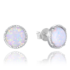 MINET Strieborné náušnice s bielymi opálmi 8 mm