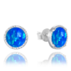 MINET Strieborné náušnice s tmavomodrými opálmi 8 mm