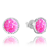 MINET Strieborné náušnice s ružovými opálmi 8 mm