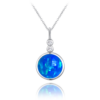 MINET Strieborný náhrdelník s modrým opálom a bielymi zirkónmi