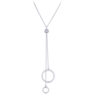 MINET Moderný strieborný náhrdelník visiace kruhy so zirkónmi Ag 925/1000 10