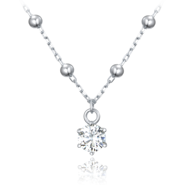 MINET Strieborný náhrdelník s guľôčkami a bielymi zirkónmi