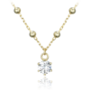 MINET Pozlátený strieborný náhrdelník s guľôčkami a bielym zirkónom