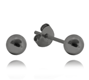 MINET Čierne ródiované strieborné náušnice BALLS 5 mm