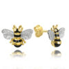 MINET Pozlátené strieborné náušnice BEES