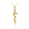 MINET Pozlátený strieborný náhrdelník ROD ASCLEPIUS s bielym zirkónom