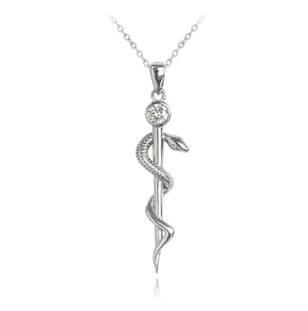 MINET Strieborný náhrdelník ROD ASCLEPIUS s bielym zirkónom