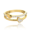 MINET Zlatý prsteň so srdiečkami a bielymi zirkónmi Au 585/1000 veľkosť 57 - 1