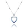 MINET Strieborný náhrdelník srdce s bielymi zirkónmi v modrých odtieňoch