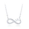 MINET Strieborný náhrdelník nekonečno so srdiečkami a bielymi zirkónmi