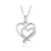 MINET Strieborný náhrdelník dvojité srdce s bielymi zirkónmi