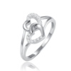 MINET Strieborný prsteň veľkosti dvoch sŕdc s bielymi zirkónmi 54