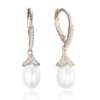MINET Pozlátené strieborné náušnice s prírodnými perlami a kubickými zirkónmi
