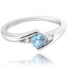 MINET Elegantný strieborný prsteň s modrým zirkónom veľkosti 57