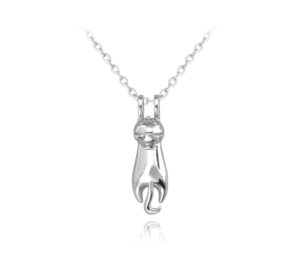 MINET Lesklý strieborný náhrdelník CAT