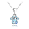 MINET Strieborný náhrdelník PAW s modrými zirkónmi