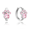 MINET Strieborné náušnice PAWS s ružovými zirkónmi