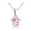 MINET Strieborný náhrdelník PAW s ružovými zirkónmi