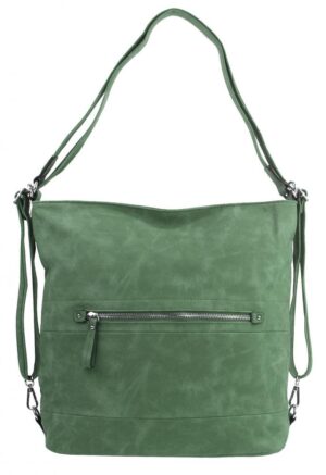 Veľká dámska kabelka cez rameno / batoh zelená